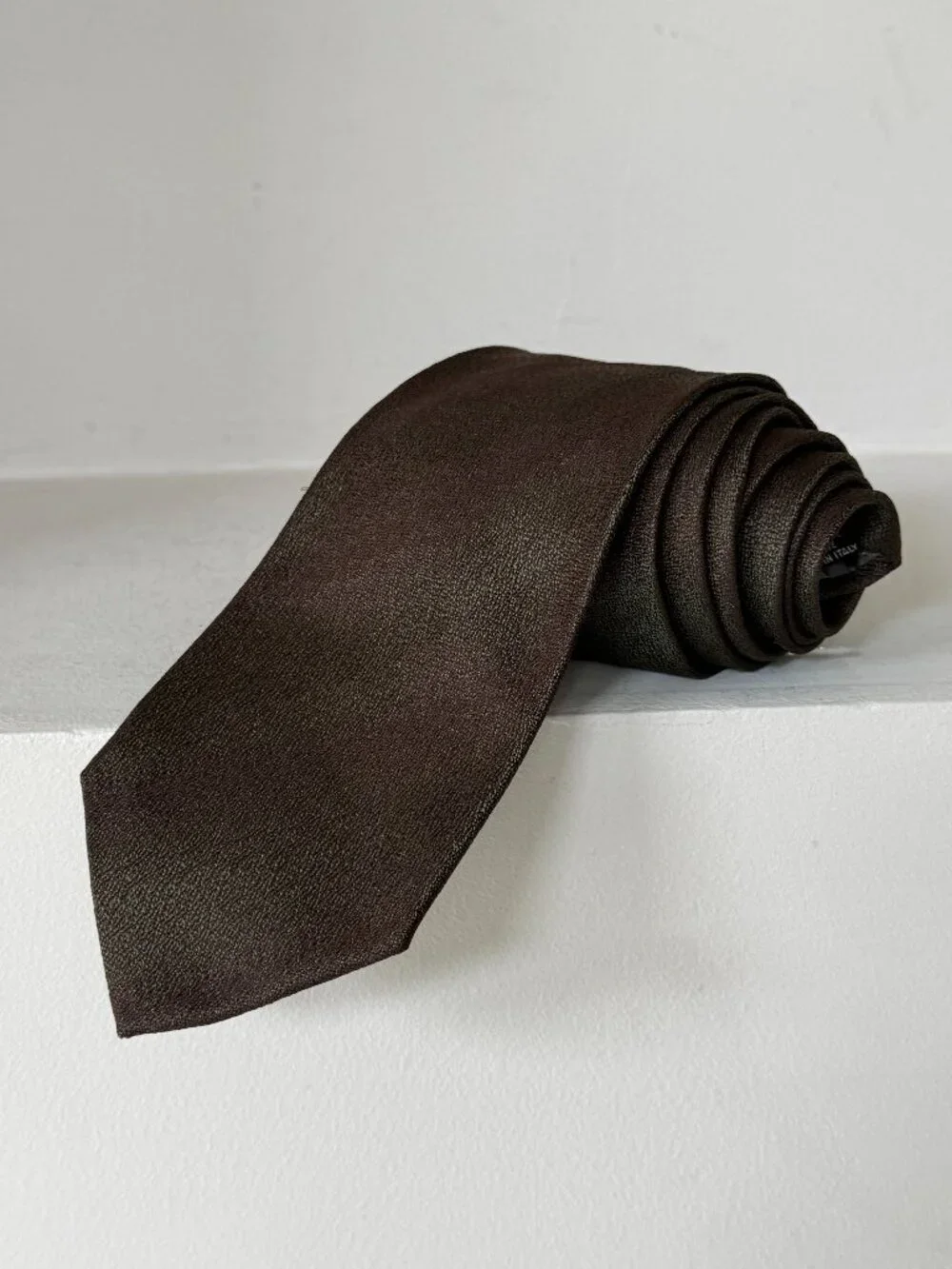 Gianfranco Ferré Vintage 100% Silk Tie Brown Olive Green Made Italy Luxury